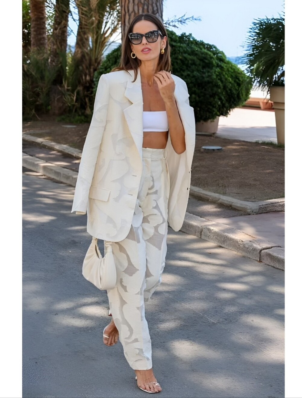 The Mannei Caen Jacquard Blazer and Nausa Trousers In Vanilla 36/38 NWT